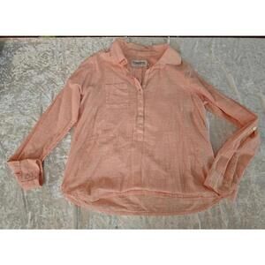 Aventura quarter button up shirt coral size small